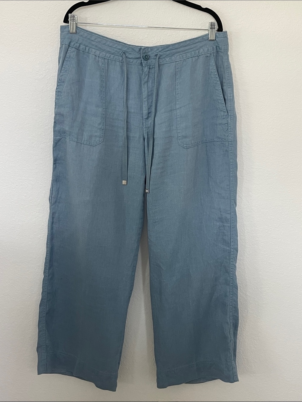 Lauren Ralph Lauren Size 12 Blue Wide Leg Drawstring Pants